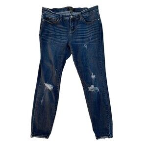Judy Blue Dark Blue Distressed Skinny Jeans
